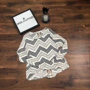 Chevron Long Sleeve With Lace Detail